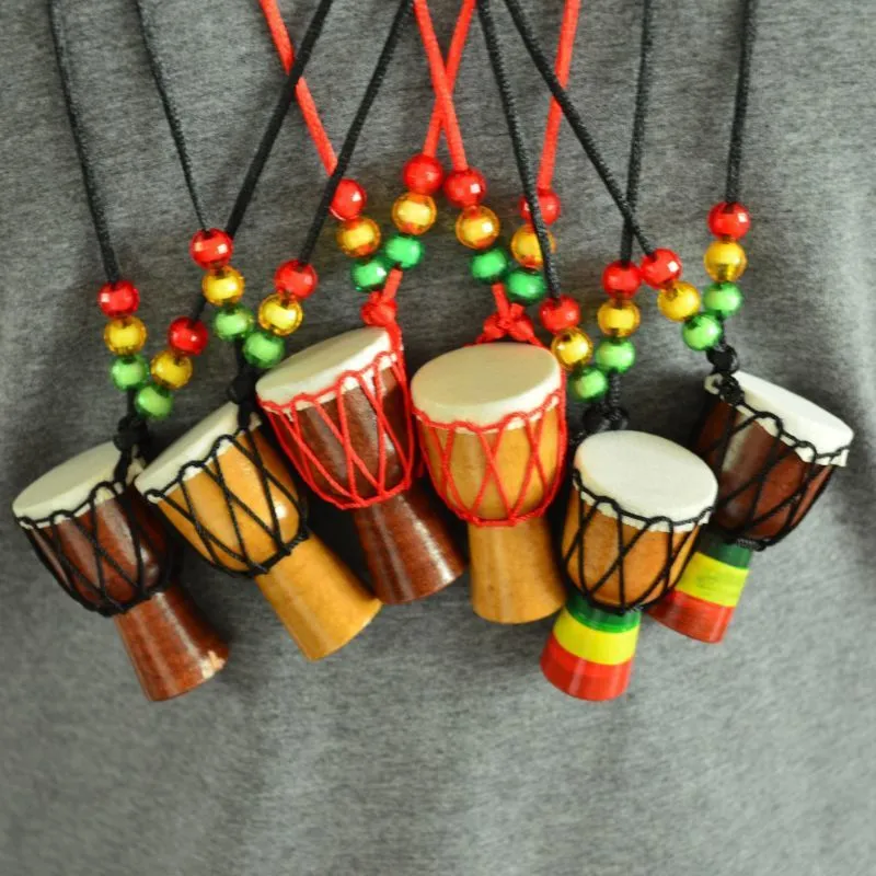 5 pièces Mini Jambe batteur individualité Djembe pendentif Percussion Instrument de musique collier africain tambour à main jouet