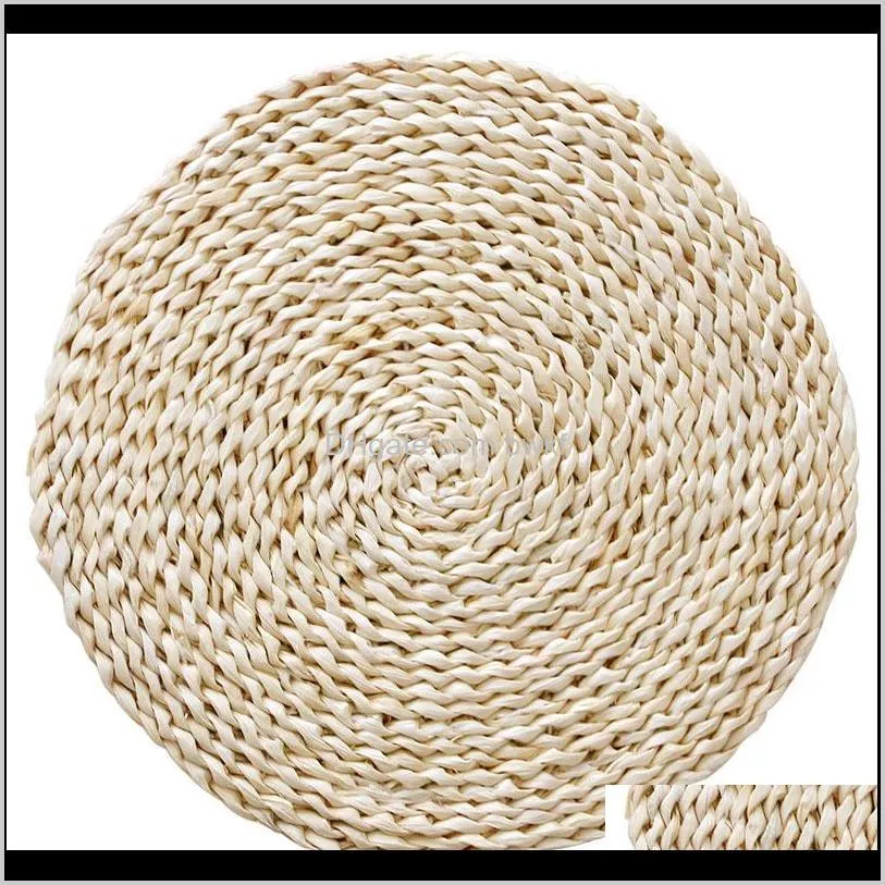 corn fur woven dining table mat heat insulation pot holder round coasters coffee drink tea cup table placemats mug coaster wy102