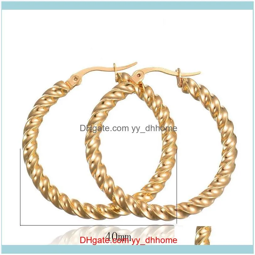 Fashion Jewelry Round Gold Color Big Circle Stainless Steel Braided Hoop Earring For Women Wholesale Korean Earrings & Huggie