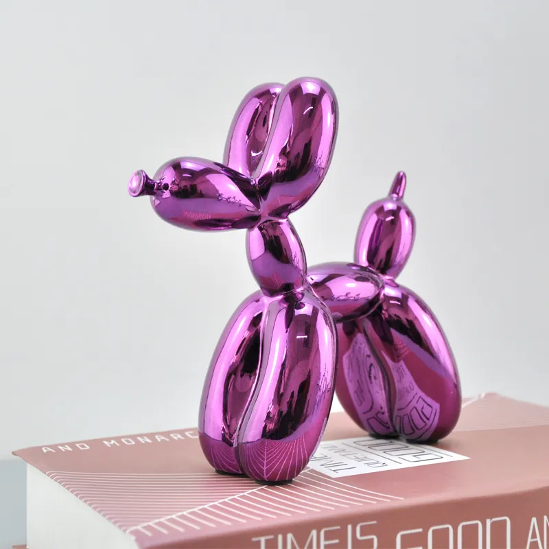 Gl￤nsande ballonger hundstaty dekorativa blomkrukor simulering hundar harts djur konst skulptur ballonger hantverk hem dekoration tillbeh￶r