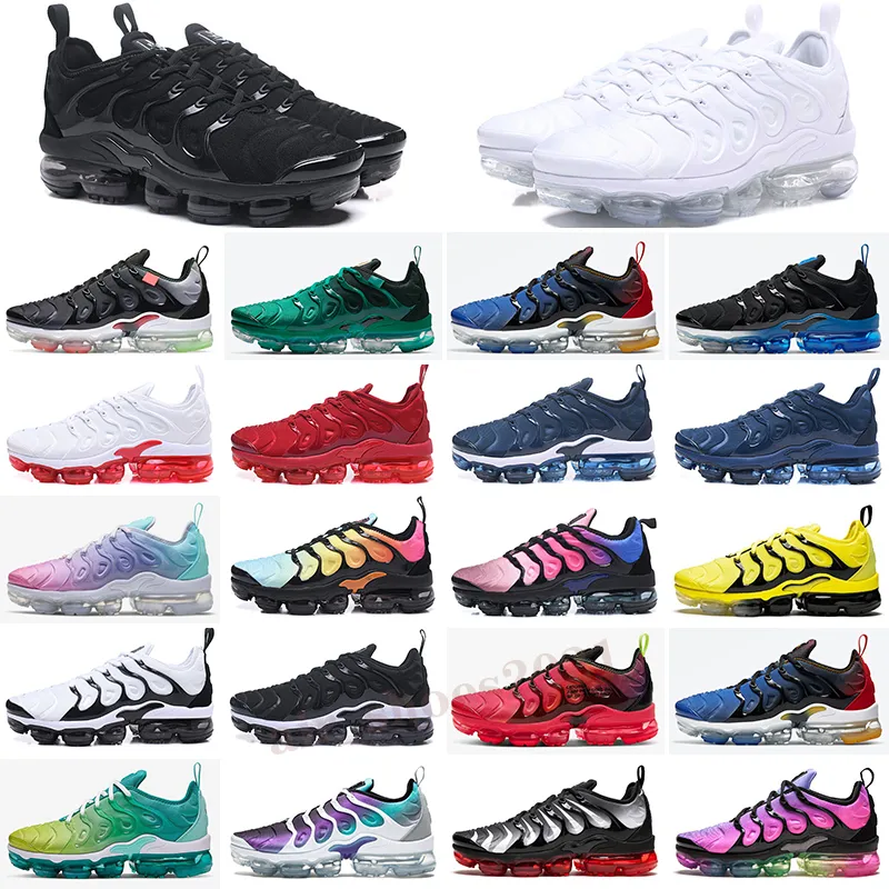 VaporMax PLUS TN جديد وصول وسادة og tn بلس الأسود الليزر قرمزي الرجال الاحذية الولايات المتحدة الأمريكية التدرجات الأزرق منتصف الليل البحرية النساء أحذية رياضية 36-45