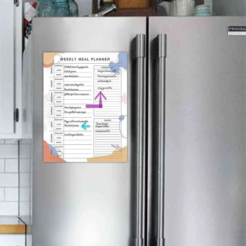 Planificateur de repas hebdomadaire avec liste d'épicerie 6 5x8 5 bloc-notes magnétique 52 feuilles organisateur de planification de repas sur réfrigérateur 220107295M