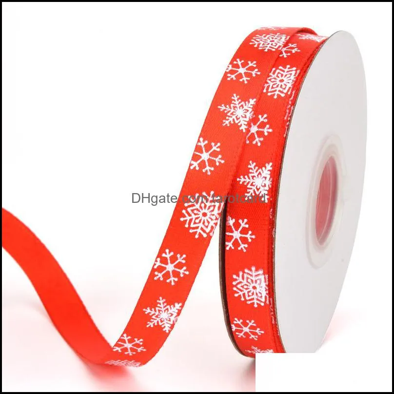 25 Yards 10mm Christmas DIY Ribbon Printed Grosgrain Ribbons for Gift Wrapping Wedding Decoration Hair Bows