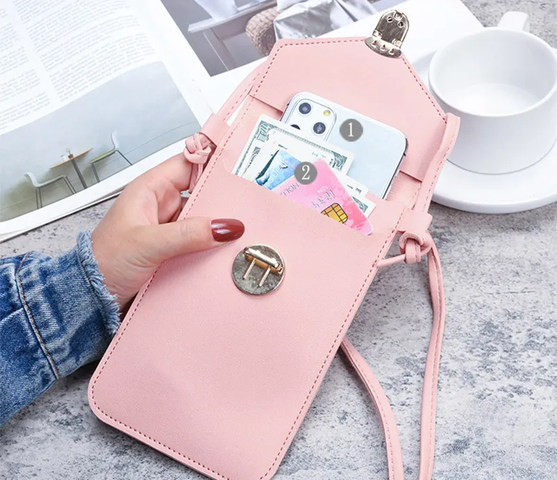 Universal Crossbody Strap Adjustable Neck Lanyard Phone Cases for iPhone 13 12 11 Pro Max Mini XR XS X 8 7 Plus Samsung S21 Note20 Ultra Huawei LG Moto PU Leather Cover