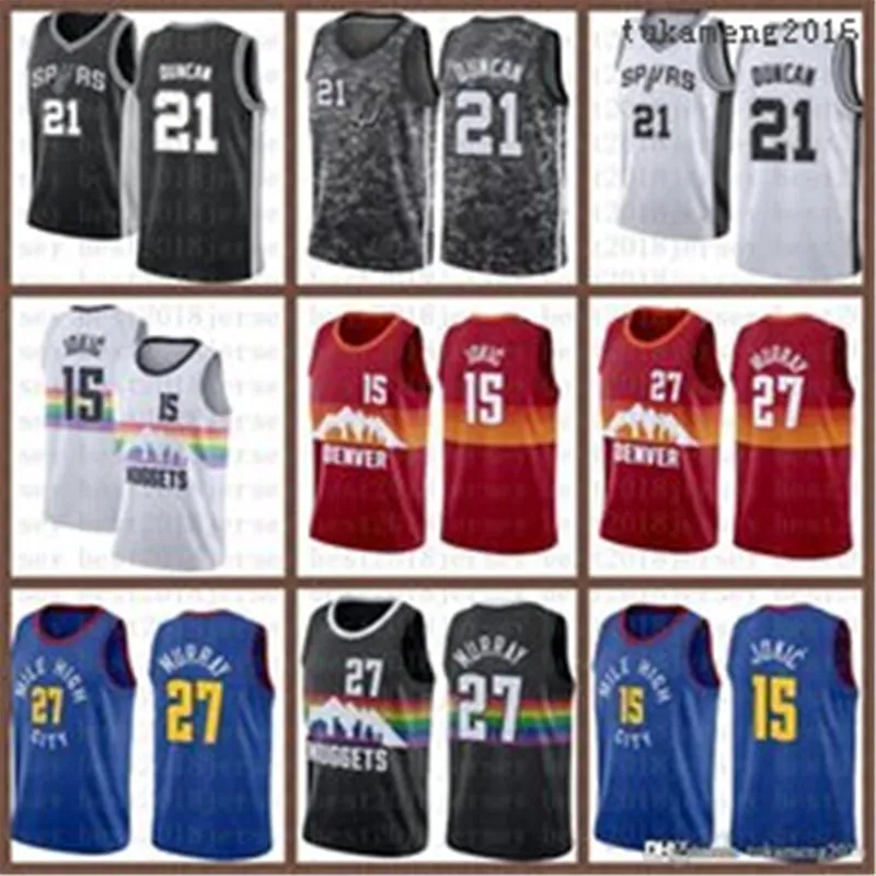 2021 New Basketball JerseyNugget San Mens Antonio Spur Nikola Jamal 27 Murray 15 Jokic Tim 21 던컨 아미 그린