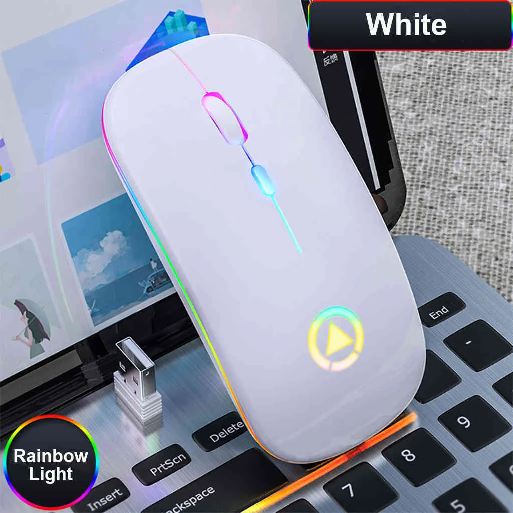 Ultra-Thin Wireless Mouse, 2.4GHZ LED Colored Backlit Optical Mice with Hidden USB Receiver, DPI Adjustable