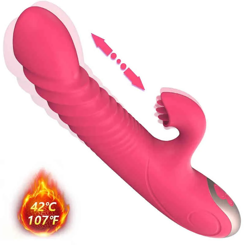 NXY Sex Vibrators Onani för Kvinnor Klitoris Vagina Kraftfull Dual Motor Trilling Telescopic Swing Silica Kvinna Intima Varor Y Toy 1218