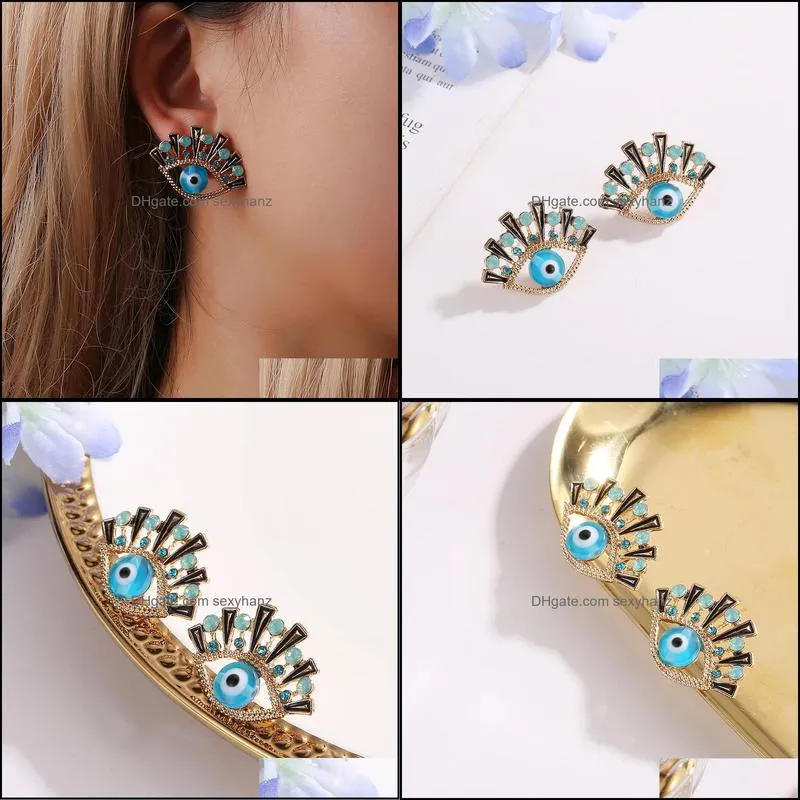 Hot Fashion Jewelry Blue Eye Earrings Rhinstone Eyes Stud Earrings S809