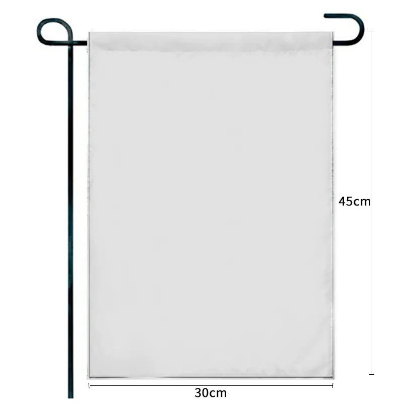 Bandiera da giardino di sublimazione, banner in poliestere bianco a 3 strati con tessuto di ombreggiatura nera, stampa a doppia faccia a calore, 30*45 cm