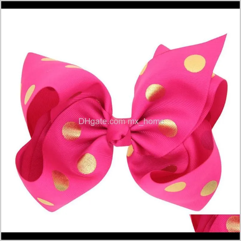 18cm baby girls big bow hair clips dot bows kids dot grosgrain bowknot hairbands children accessories shipping
