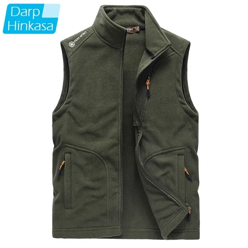 Män Varm Fleece Vest Jacka Vinter Hooded Ärmlös Waistcoat Höst Mode Casual Vest Waistcoat Jacket Män 211104