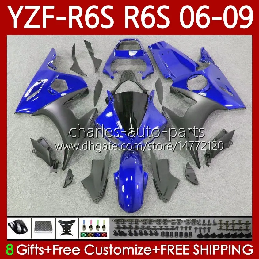 Factory Blue Motorcycle Bodys voor Yamaha YZF-R6S YZF-600 YZF R6S 600CC 2006-2009 Carrosserie 96NO.39 YZF R6 S 600 CC YZFR6S 06 07 08 09 YZF600 2006 2007 2008 2009 OEM FACKING