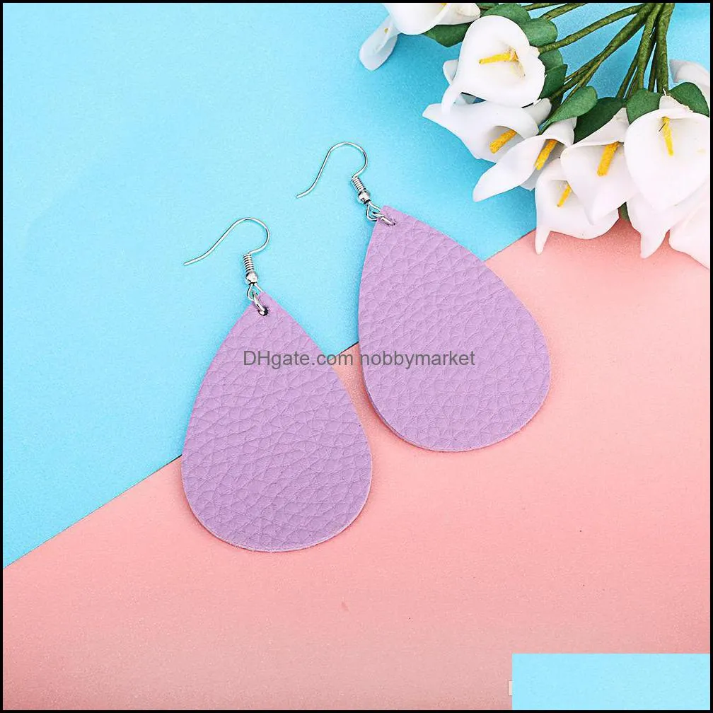 Fashion Boho Petal Drop Earrings National Wind Drops Leather Teardrop Earrings Women Girl Ear Hook Jewelry