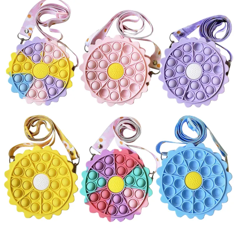 Cadeau de fête Floral Fidget Jouets Sun Flower Sacs Pop Push Push Bubble Fashion Bandbody Sac à bandoulière Sac à main Autism besoin sensoriel Squeeze Stress Stress