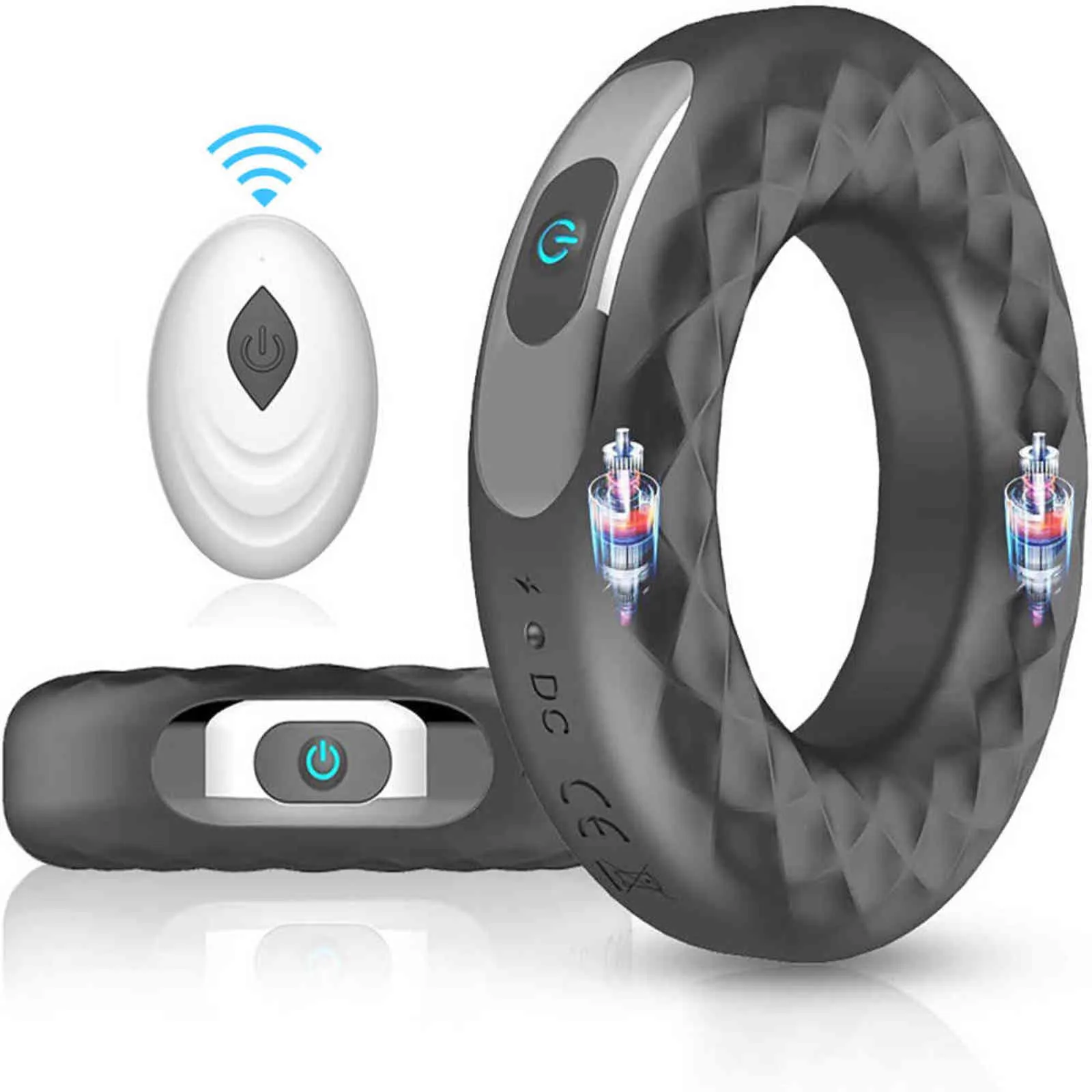 Anneaux NXY Anneau vibrant télécommandé Jouets sexuels en silicone pour hommes Massage masculin Vibromasseur Retard d'érection Éjaculation_voghion.com