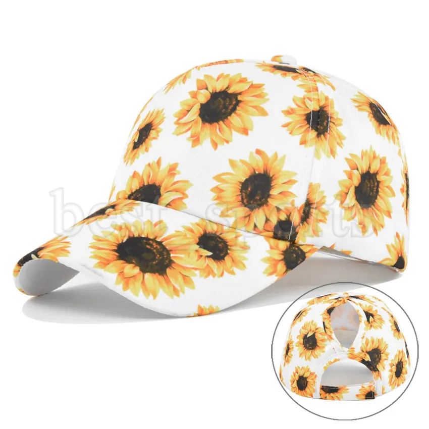 Sunflower Ponytail Baseball Cap 4 färger Messy Bulls Pony Caps Woman Trucker Kepsar Cyz3319