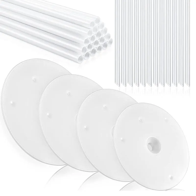 Baking Moulds 36 Pieces Plastic Cake Dowel Rods Set 20 White Sticks Support Rod And 4 Separator Plates