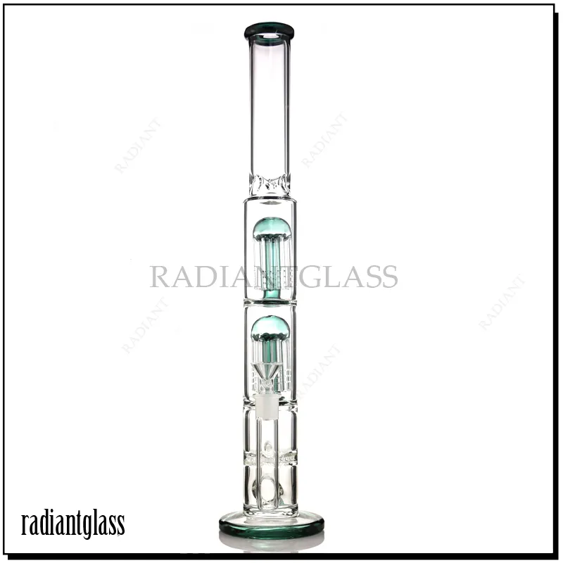 18inches Straight glass bongs Hookahs diffuse double arm tree perc water pipe dab rig 14.5mm joint