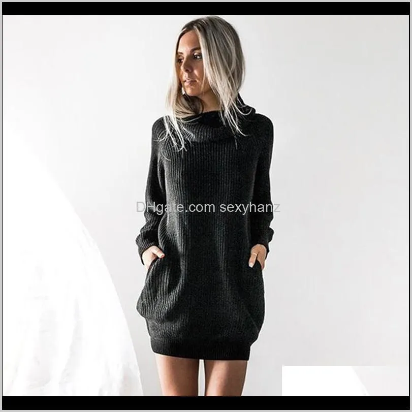 autumn winter sweater dress solid casual dresses womens long sleeve turtleneck knitted dress roll neck jumper ladies mini