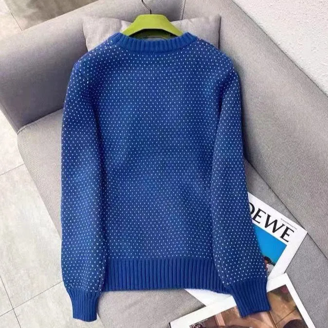 Designer  logo Women`s Knits  sweater women loose round neck pullover long sleeve top