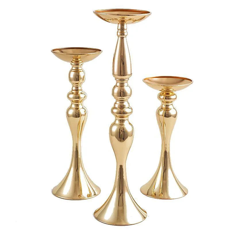 Candle Holders 51cm/20" Gold Flower Vase Table Centerpiece Event Rack Road Lead Wedding Decoration Metal Candlestick