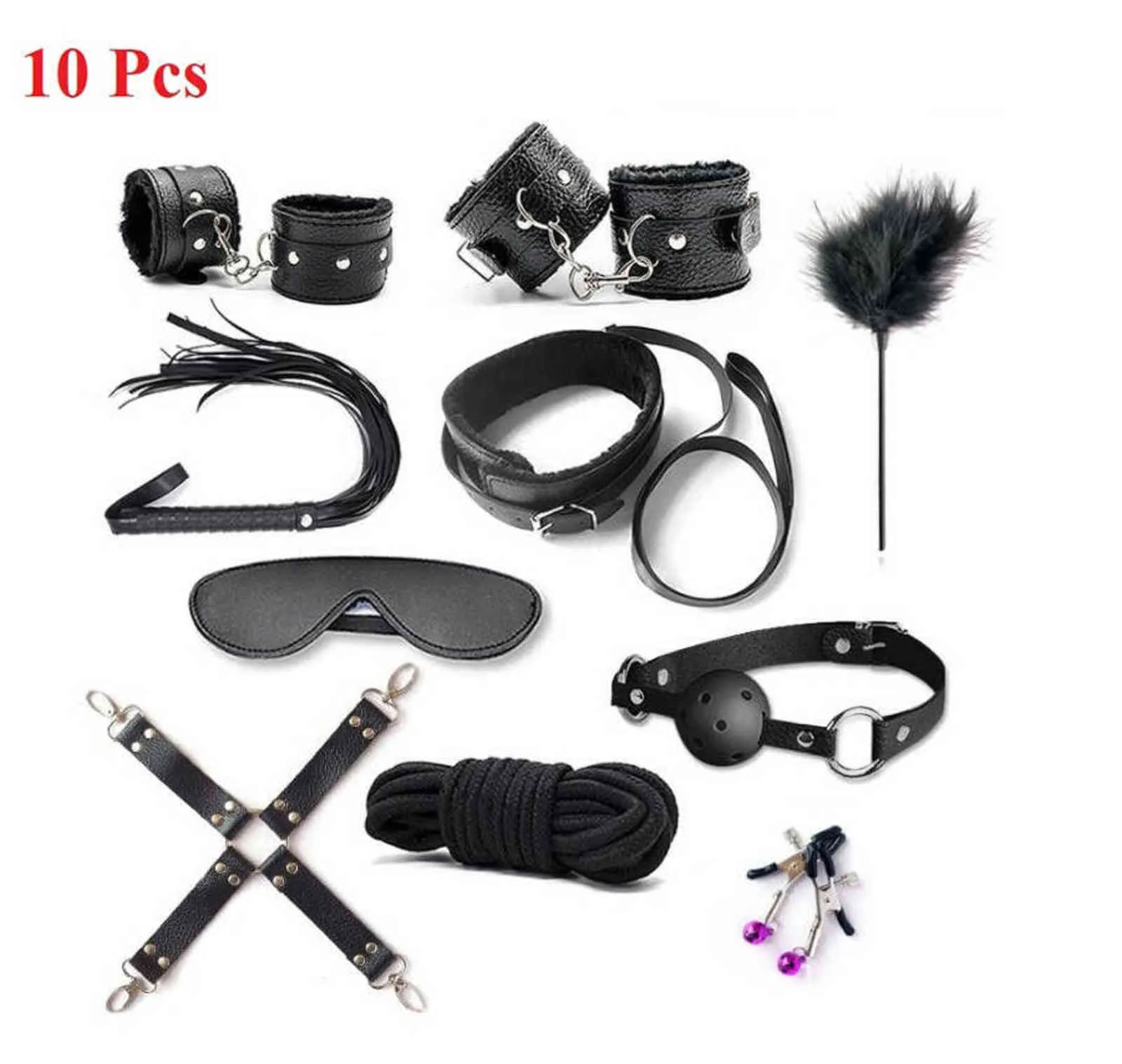 Nxy sm bondage lederen seksspeeltjes voor volwassen spel erotische bdsm kits bondage handboeien zweep gag sm bdsm tepelklemmen 1126