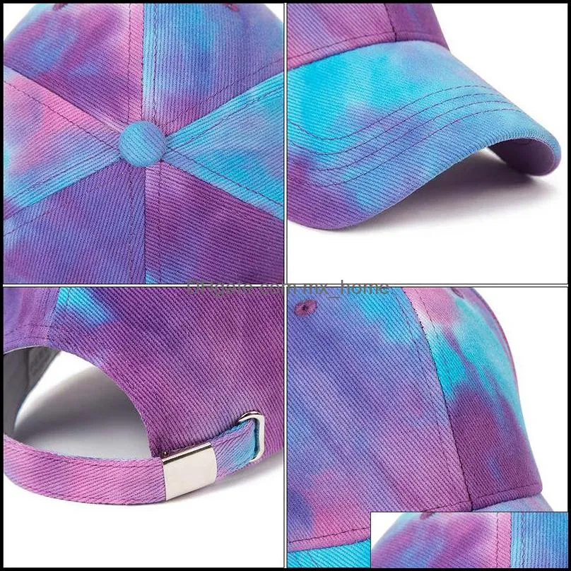 Tie dye Baseball Cap Unisex Cotton Adjustable Visor Ponytail Caps Summer Outdoors Fashion Colored Sun Hat Teenage Graffiti Pony Hats