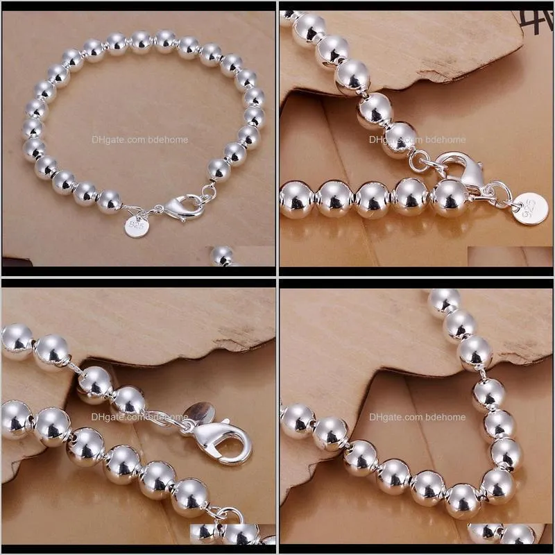 wholesale high quality fashion silver color jewelry charm 8mm chain bead bracelets h126 couple bracelet gifts for women wedding