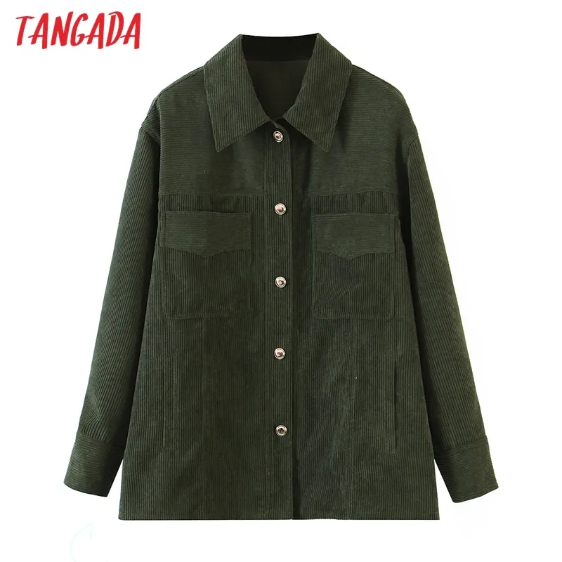 Women Amygreen Corduroy Coats Jacket Boyfriend Style Long Sleeves Spring Ladies Coat SL252 210416