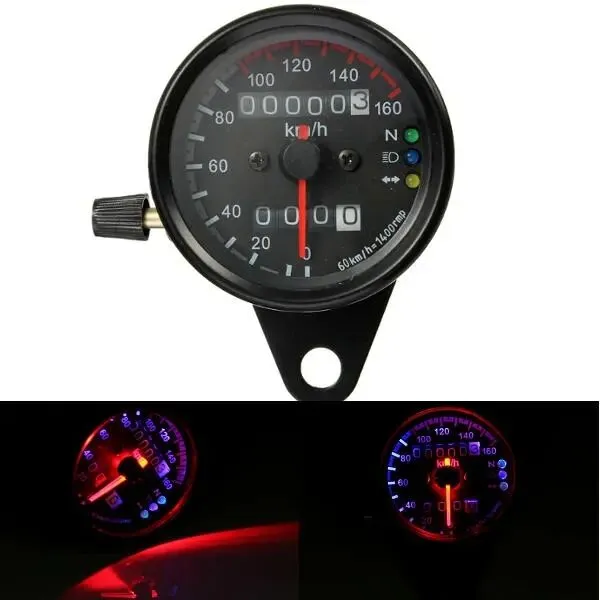 Motocicleta universal Dual LED de luz de fundo Odômetro Odômetro Mileage Speedometer Medidor