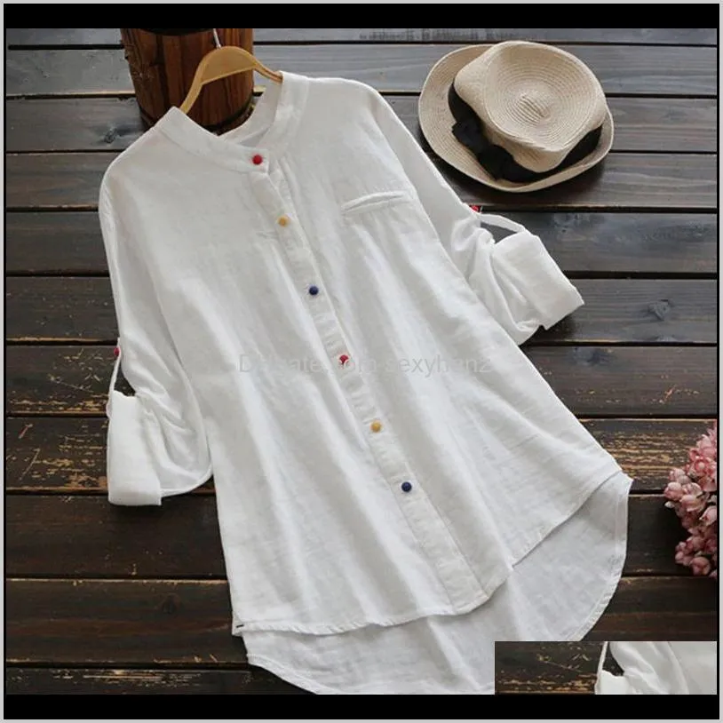 arrival womens plus size long sleeve blouses fashion female loose cotton linen blouse shirts tops casual pure color shirt women`s