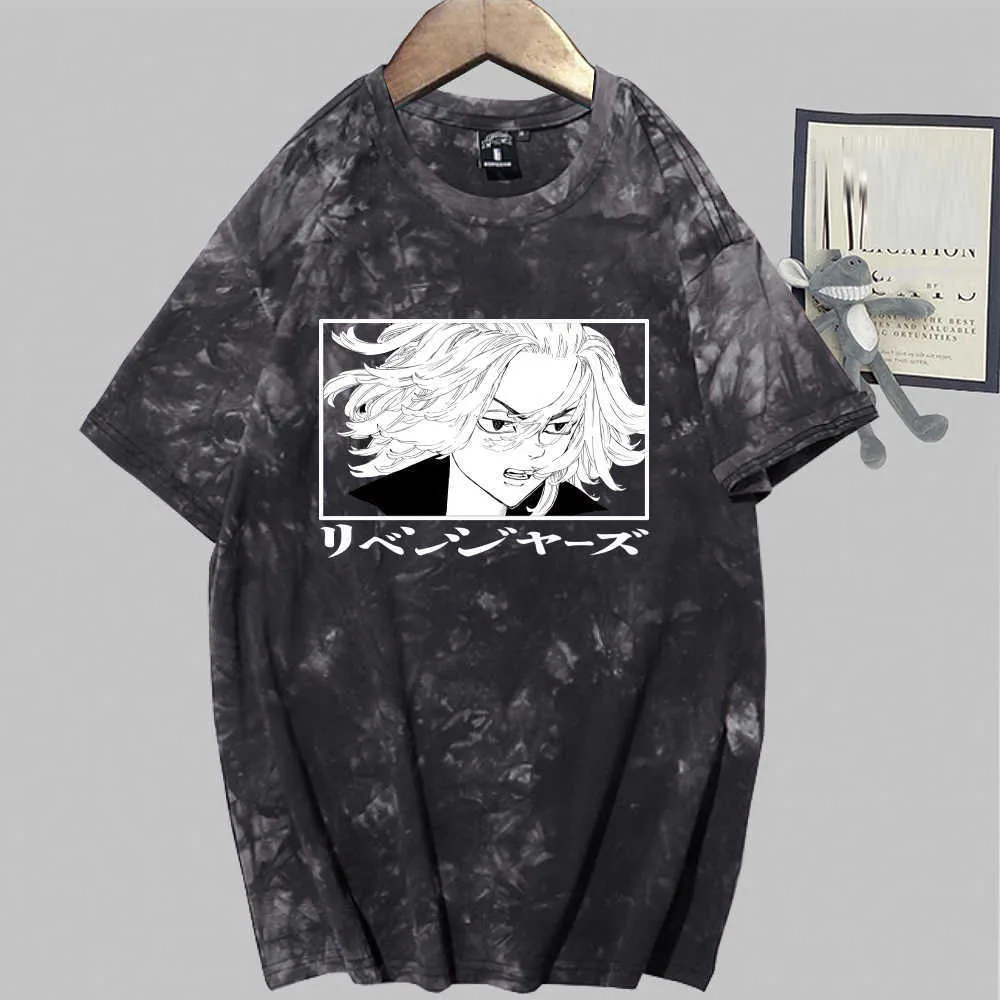 Tokyo Revengers Mode Kurzarm Krawatte Farbstoff Anime Männliche und weibliche T-Shirt Y0809