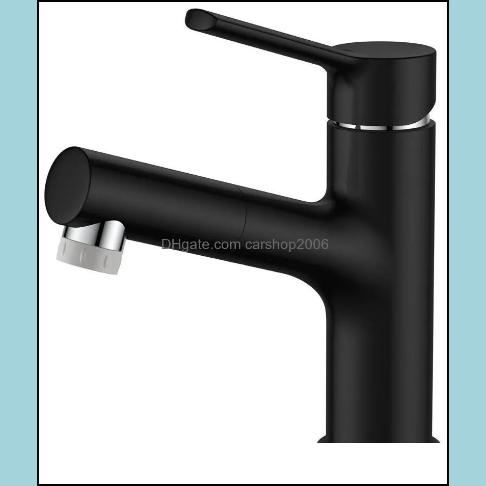 Bathroom Sink Faucets Brass Material Black Basin Faucet Cold And Water Tap Pull Out Modern