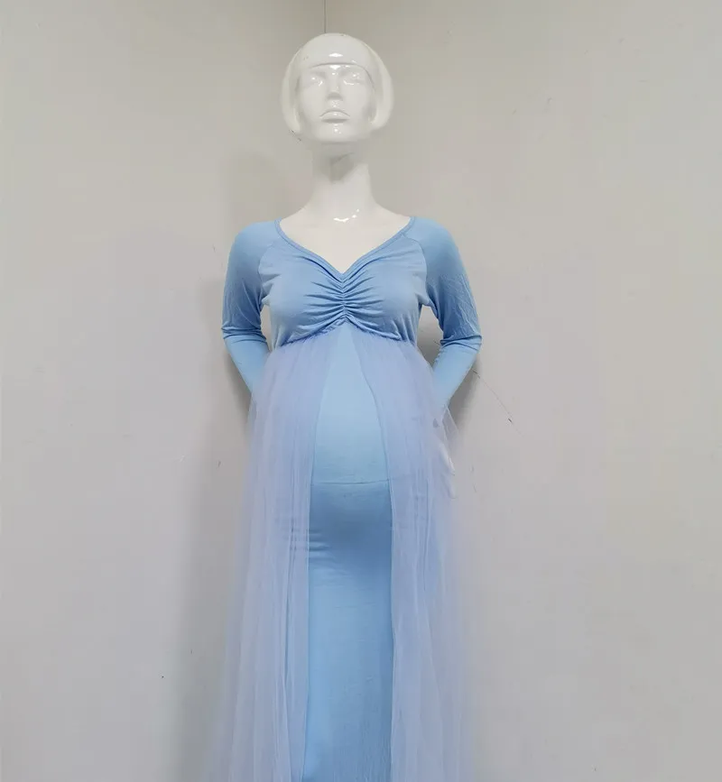 2020 Maternity Dresses Photography Props Shoulderless Pregnancy Long Dress For Pregnant Women Maxi Gown Baby Showers Photo Shoot (3)