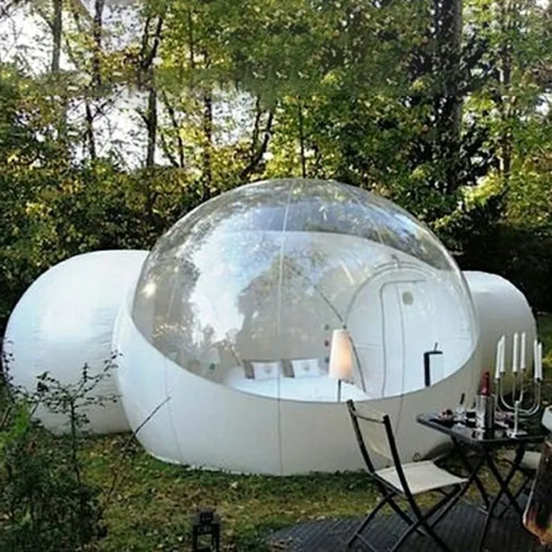 Bubble Tent House House Hotel Надувные палатки Укрытия 13ft Диаметр 4 м Два человека Открытый кемпинг Tenting Семейный Camp Backyard для отдыха с бесплатной вентилятором