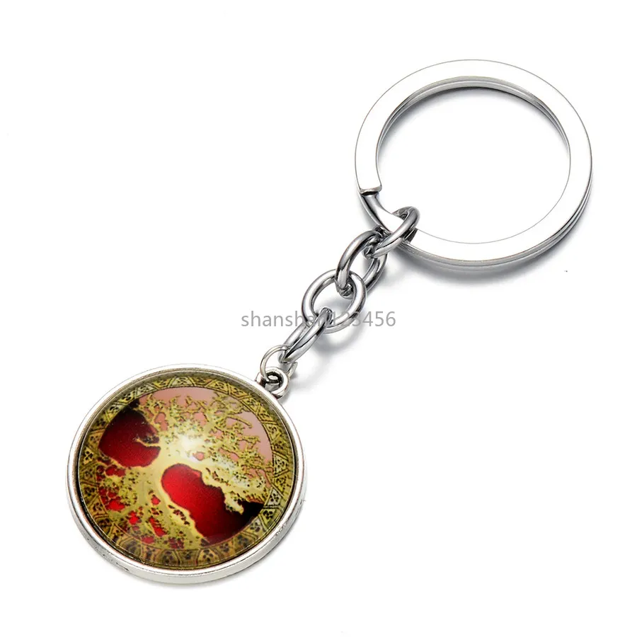 Glass Cabochon Gold Tree of Life Key Rings Metal Keychain Holder Handbag hänger Fashion Jewelry Will och Sandy