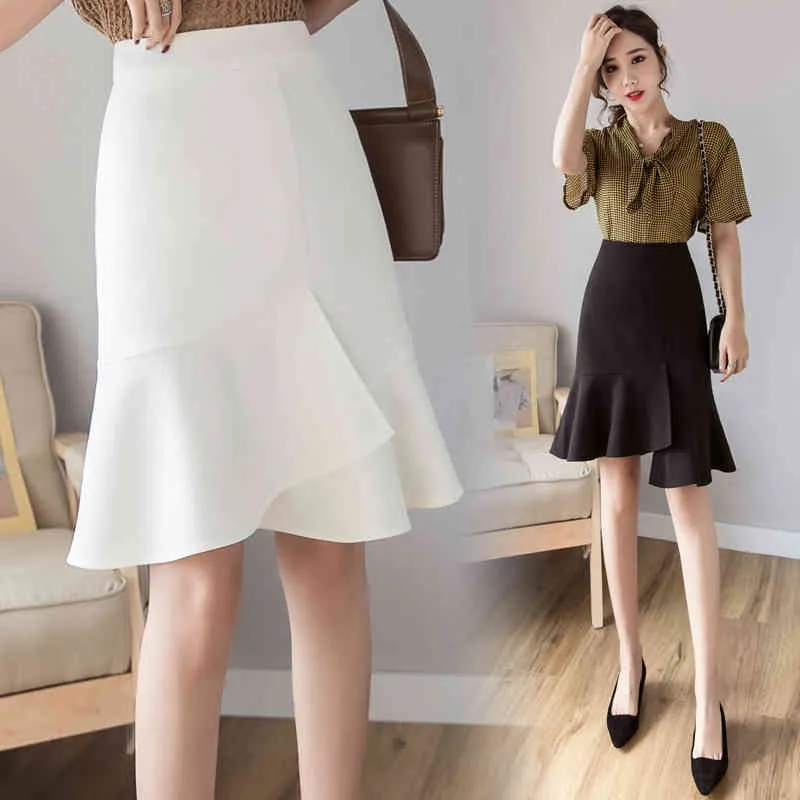 ★RAIVE★ Mermaid Midi Skirt in Black VW4AS32810 INSPIRE CHIC Women's Mermaid High Waisted Pleated Fishtails