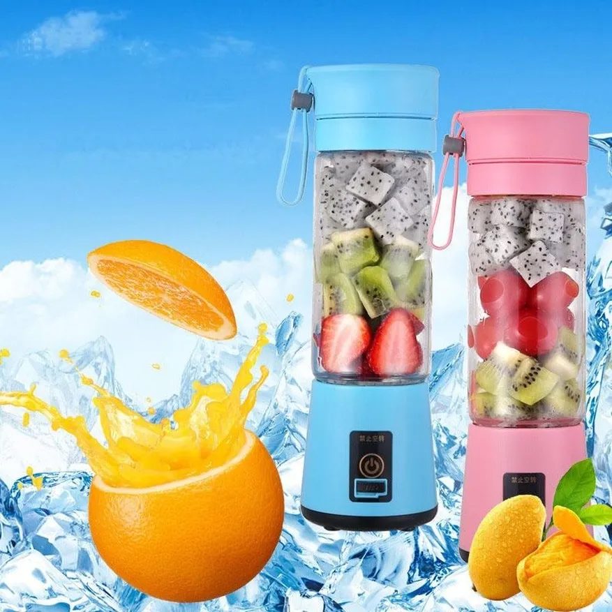 4 Colors Portable USB Electric Fruit Juices For Kitchen Rechargeable Mini 380ml Vegetable Juice Maker Blender In Stock