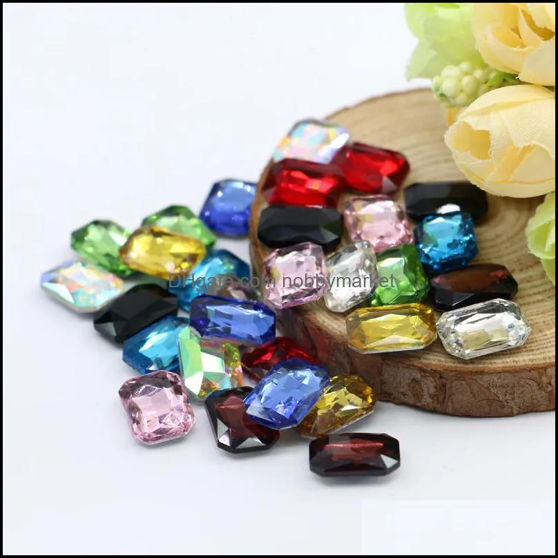 緩い宝石ジュエリー6x8mm良い品質石の八角形の形100ピース/袋のガラスK5ポイントバックファンシーシアフォイル宝石（10別のCO