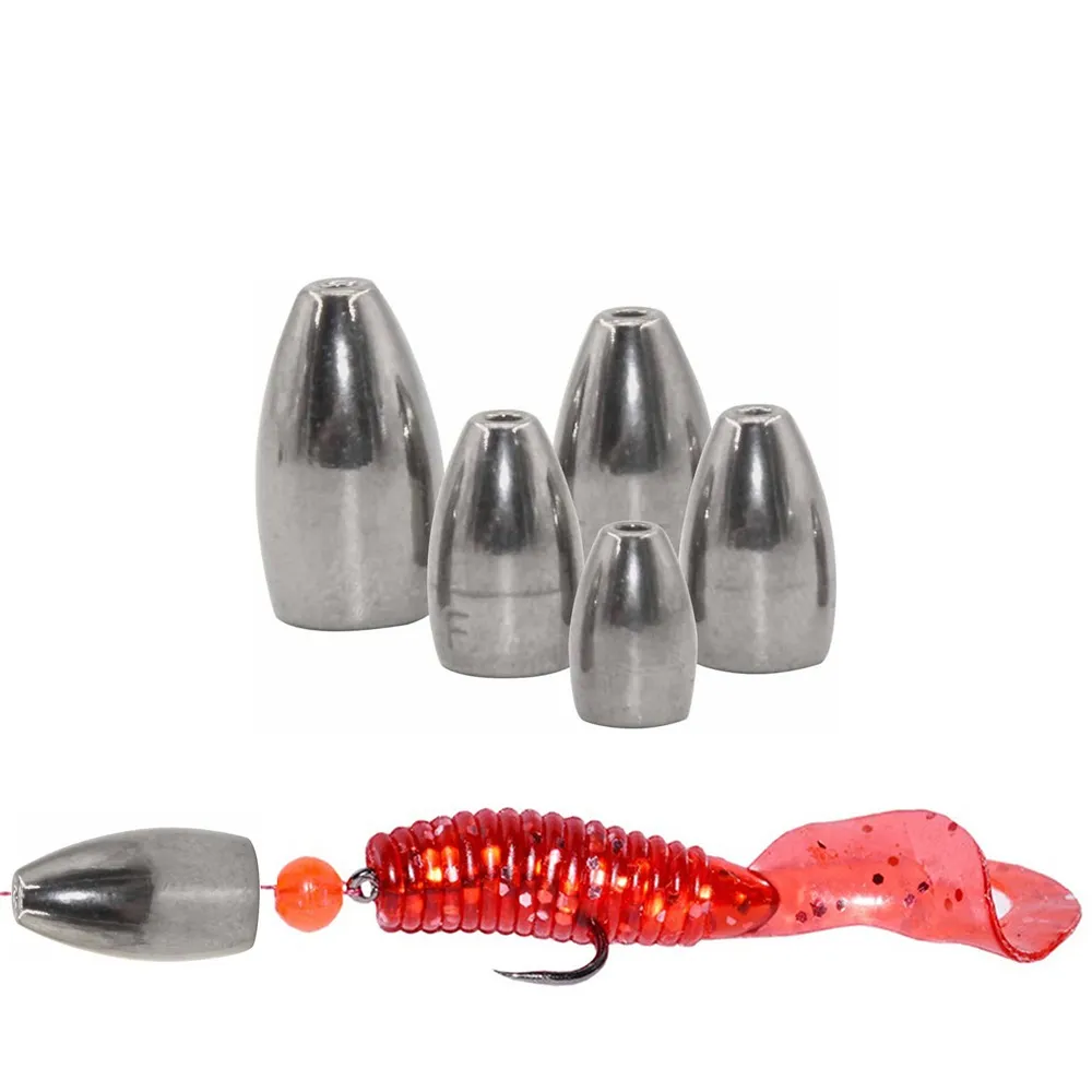 10pcs/bag Silver 100% Tungsten Sinker Bullet Casting Fishing Weights  Tungsten Jigs Bait Rigs Fishing Flipping Worm Tackle