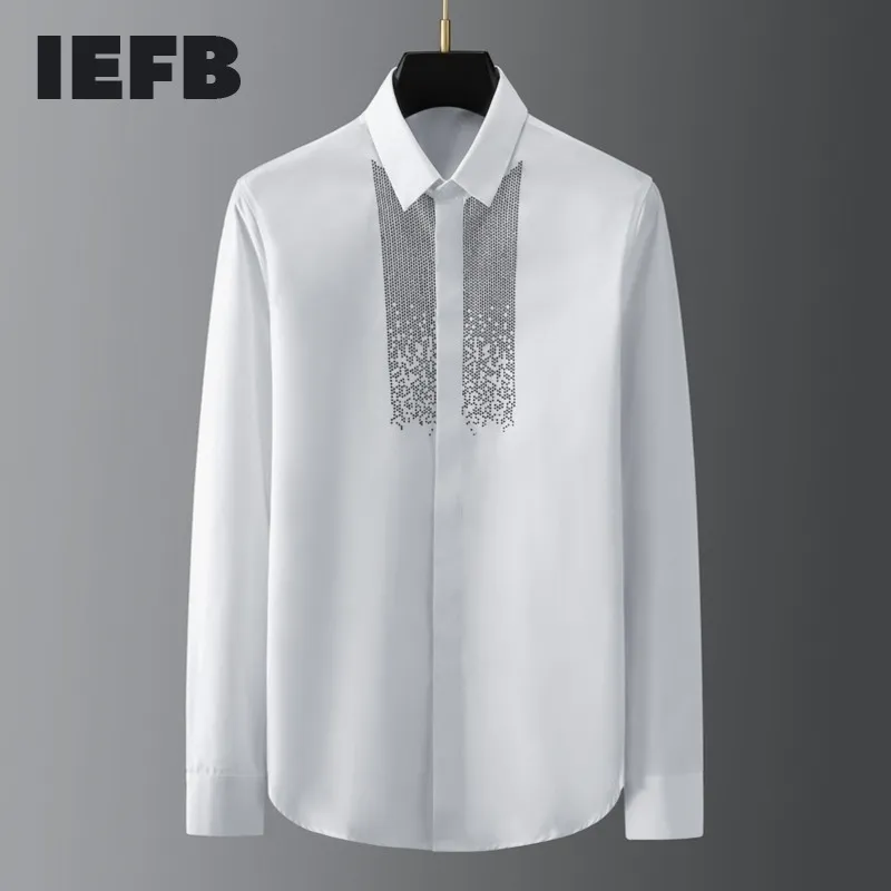 IEFB Abbigliamento da uomo Stampaggio in bianco e nero Camicia bianca di alta qualità Primavera Top Camicetta di grandi dimensioni 9Y5555 210524