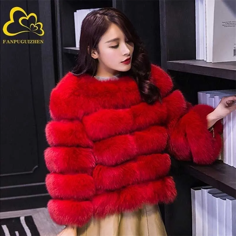 Kvinnor Faux Fur Coat Höst Vinter Långärmad Mode Rosa Elegant Tjock Varm Ytterkläder Fake Fur Jacka Chaquetas Mujer 211110