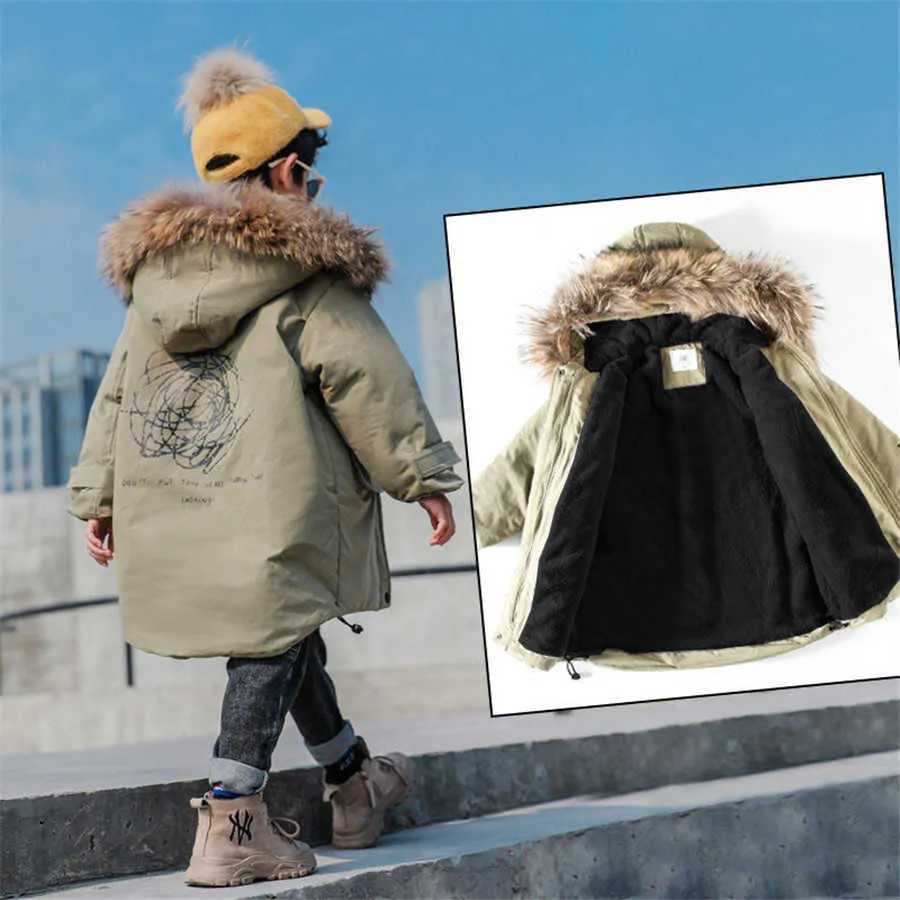 2020 Nieuwe Hoge Kwaliteit Winter Kind Jongen Jassen Jas Parka Big Kids Dikke Warme Jas 6 8 10 12 14 Jaar Puffer Hooded Bovenkleding H0909