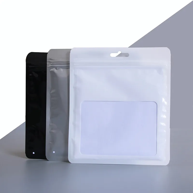 wholesale 1000Pcs Lot Black White Silver Small Self Sealing Bag With Window Accessories Children s Socks Clothing Bag Mask Packing Bag
