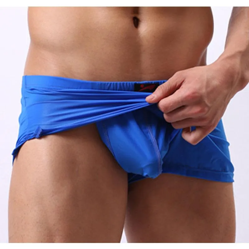 Uomini sexy Plus Size U Convex Pouch Shorts Milk Ice Silk Pocket G-Strings Jocks Straps Inside Trunks Quick-dry Gay Wear F12 Uomo