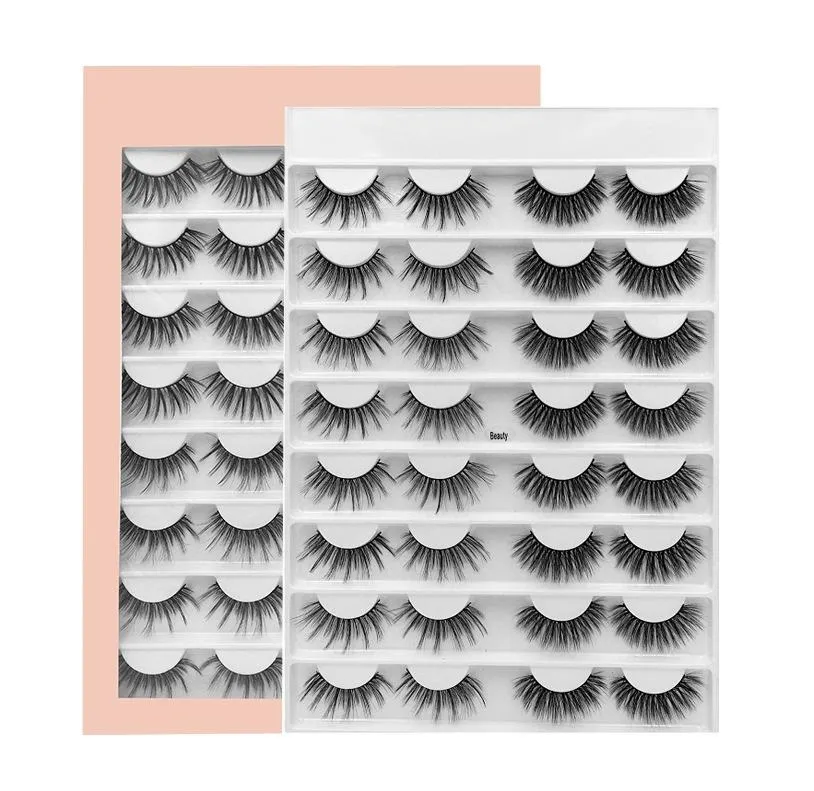 Makyaj Yeni 16 Pairs MultiPack Faux 3D Vizon Kirpikler Mix 12 Stilleri El Yapımı Wispy Kabarık Uzun Yanlış Kirpikler Doğal Makyaj Araçları Göz Lashes