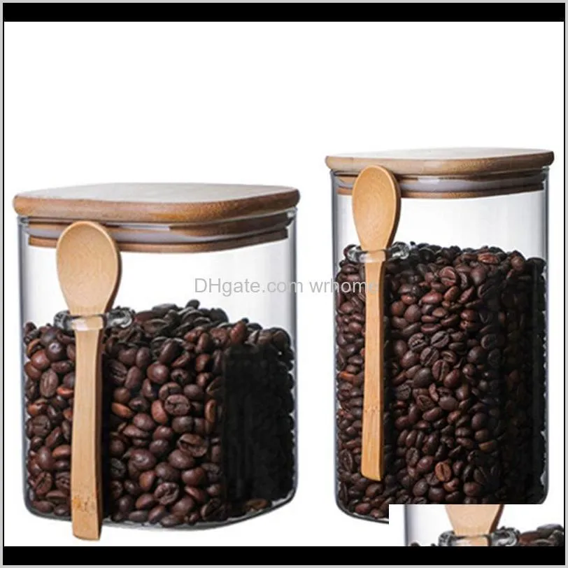 Pcs With Spoon Sealed Jar Storage Tank Condiment Coffee Beans Sugar Bottle Tea Box 800Ml S & 1200Ml L Bottles Jars