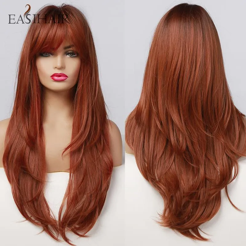 FORLISEE Parrucca Sintetica Lunga Dirta A Strati Alti Da 24 Pollici Frangia D'aria Naturale Femminile Adatta Per L'uso Quotidiano Resistente Al Calore Delle Donne - Foto 7