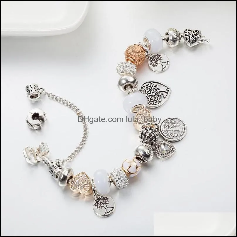 High Quality Glamour Life Tree Pendant Bracelet Suitable for  Silver Plated DIY Beaded Pendant Bracelet Original Box Set