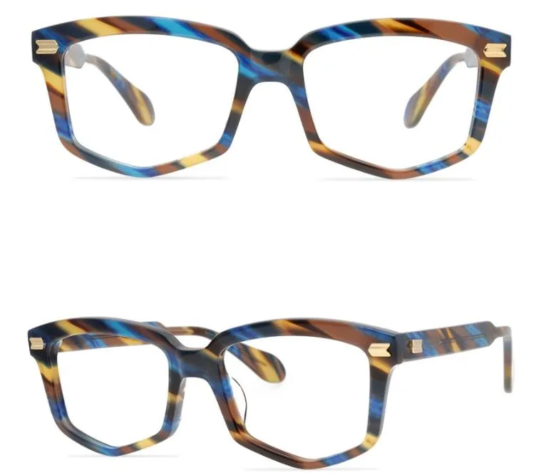 Erkek Optik Gözlük Marka Gözlük Çerçeveleri Erkekler Kadınlar Moda Düzensiz Poligonal Gözlükler Çerçeve Kişiselleştirme Miyopi Gözlük Kutusu ile El Yapımı Gözlük El Yapımı Gözlük